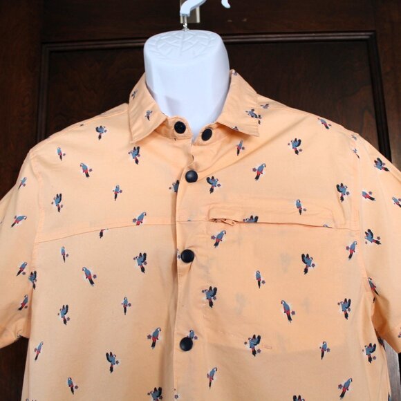 Ecothreads Men's Short Sleeve Snap Front Parrot Shirt, Large - Picture 2 of 11